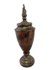 Imagen de Jarrón Decorativo Con Tapa Y Llama Esculpida Chico– Estilo Rústico Vintage